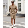 COOFANDY Men’s 2 Piece Set Short Sleeve Polo Shirt and Shorts Summer Suits(Khaki)