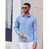 COOFANDY Mens Dress Shirts Untucked Long Sleeve Button Down Denim Shirt Stretch Business Casual Shirts(Blue)