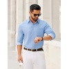 COOFANDY Mens Dress Shirts Untucked Long Sleeve Button Down Denim Shirt Stretch Business Casual Shirts(Blue)
