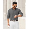 COOFANDY Mens Dress Shirts Untucked Long Sleeve Button Down Denim Shirt Stretch Business Casual Shirts(Dark Grey)