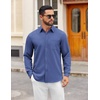 COOFANDY Mens Dress Shirts Untucked Long Sleeve Button Down Denim Shirt Stretch Business Casual Shirts(Deep Blue)