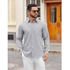 COOFANDY Mens Dress Shirts Untucked Long Sleeve Button Down Denim Shirt Stretch Business Casual Shirts(Grey)