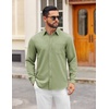 COOFANDY Mens Dress Shirts Untucked Long Sleeve Button Down Denim Shirt Stretch Business Casual Shirts(Light Green)