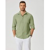 COOFANDY Mens Dress Shirts Untucked Long Sleeve Button Down Denim Shirt Stretch Business Casual Shirts(Light Green)