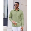 COOFANDY Mens Dress Shirts Untucked Long Sleeve Button Down Denim Shirt Stretch Business Casual Shirts(Light Green)