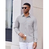 COOFANDY Mens Dress Shirts Untucked Long Sleeve Button Down Denim Shirt Stretch Business Casual Shirts(Light Grey)
