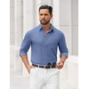 COOFANDY Mens Dress Shirts Untucked Long Sleeve Button Down Denim Shirt Stretch Business Casual Shirts(Navy Blue)