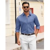 COOFANDY Mens Dress Shirts Untucked Long Sleeve Button Down Denim Shirt Stretch Business Casual Shirts(Navy Blue)