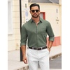 COOFANDY Mens Dress Shirts Untucked Long Sleeve Button Down Denim Shirt Stretch Business Casual Shirts(Olive Green)