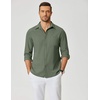 COOFANDY Mens Dress Shirts Untucked Long Sleeve Button Down Denim Shirt Stretch Business Casual Shirts(Olive Green)