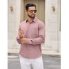 COOFANDY Mens Dress Shirts Untucked Long Sleeve Button Down Denim Shirt Stretch Business Casual Shirts(Pink)