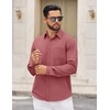 COOFANDY Mens Dress Shirts Untucked Long Sleeve Button Down Denim Shirt Stretch Business Casual Shirts(Rosy Red)