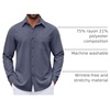 COOFANDY Mens Dress Shirts Untucked Long Sleeve Button Down Denim Shirt Stretch Business Casual Shirts(Stone Blue)