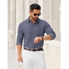 COOFANDY Mens Dress Shirts Untucked Long Sleeve Button Down Denim Shirt Stretch Business Casual Shirts(Stone Blue)