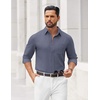 COOFANDY Mens Dress Shirts Untucked Long Sleeve Button Down Denim Shirt Stretch Business Casual Shirts(Stone Blue)