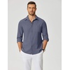 COOFANDY Mens Dress Shirts Untucked Long Sleeve Button Down Denim Shirt Stretch Business Casual Shirts(Stone Blue)