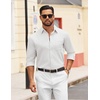 COOFANDY Mens Dress Shirts Untucked Long Sleeve Button Down Denim Shirt Stretch Business Casual Shirts(White)