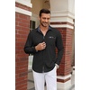 COOFANDY Men’s Long Sleeve Dress Shirt Plaid Collar Casual Button Down Shirts(Black/Navy Blue)