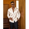 COOFANDY Mens Silk Satin Dress Shirts Long Sleeve Shiny Button Down Shirt(Beige)