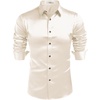 COOFANDY Mens Silk Satin Dress Shirts Long Sleeve Shiny Button Down Shirt(Beige)