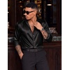 COOFANDY Mens Silk Satin Dress Shirts Long Sleeve Shiny Button Down Shirt(Black)