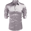 COOFANDY Mens Silk Satin Dress Shirts Long Sleeve Shiny Button Down Shirt(Light Gray)