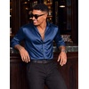 COOFANDY Mens Silk Satin Dress Shirts Long Sleeve Shiny Button Down Shirt(Navy Blue)