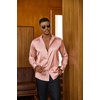 COOFANDY Mens Silk Satin Dress Shirts Long Sleeve Shiny Button Down Shirt(Pink)
