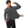COOFANDY Mens Stretch Dress Shirts Muscle Fit Wrinkle Free Long Sleeve Button Down Shirt Business Casual Shirts(Dark Grey)