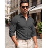 COOFANDY Mens Stretch Dress Shirts Muscle Fit Wrinkle Free Long Sleeve Button Down Shirt Business Casual Shirts(Dark Grey)