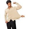 COOFANDY Mens Stretch Dress Shirts Muscle Fit Wrinkle Free Long Sleeve Button Down Shirt Business Casual Shirts(Light Khaki)