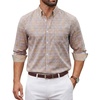 COOFANDY Men Plaid Dress Shirts Long Sleeve Button Down Shirts Cotton Shirt(Khaki Plaid)