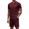 COOFANDY Men’s 2 Piece Set Short Sleeve Polo Shirt and Shorts Summer Suits(Date Red)