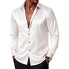 COOFANDY Mens Silk Satin Dress Shirts Long Sleeve Shiny Button Down Shirt(White)