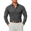 COOFANDY Mens Stretch Dress Shirts Muscle Fit Wrinkle Free Long Sleeve Button Down Shirt Business Casual Shirts(Dark Grey)