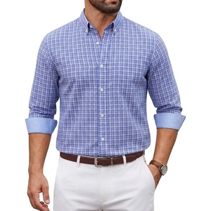 COOFANDY Men Plaid Dress Shirts Long Sleeve Button Down Shirts Cotton Shirt(Blue Black Plaid)