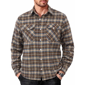 COOFANDY Mens Flannel Shirts Long Sleeve Casual Plaid Button Down Shirt Cotton Shirt Cowboy Work Shirts with Pockets(Blue-brown)
