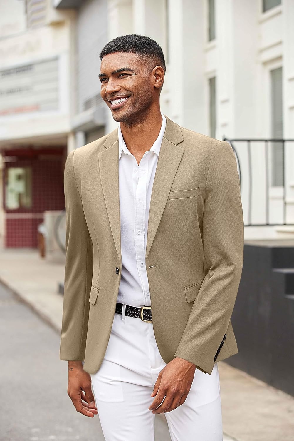 image:imageCOOFANDY Men Blazer Jacket Lightweight Knit Sport Coats Casual Suit JacketsChampagne
