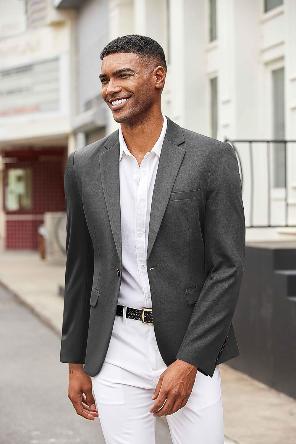 image:imageCOOFANDY Men Blazer Jacket Lightweight Knit Sport Coats Casual Suit JacketsDark Gray