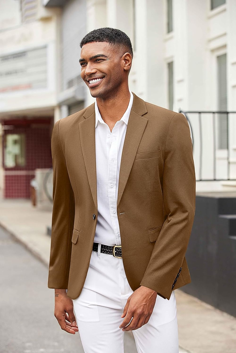 image:imageCOOFANDY Men Blazer Jacket Lightweight Knit Sport Coats Casual Suit JacketsKhaki