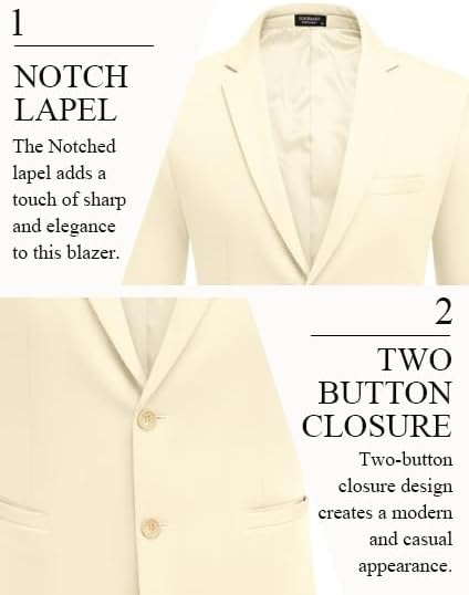 image:imageCOOFANDY Mens Casual Blazer Slim Fit Two Button Knit Sport CoatBeige