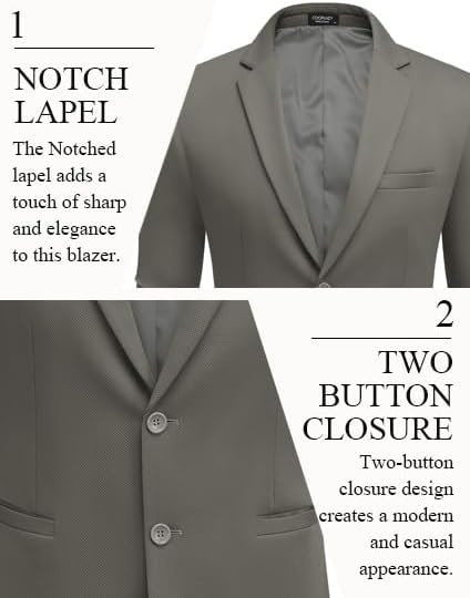 image:imageCOOFANDY Mens Casual Blazer Slim Fit Two Button Knit Sport CoatDark Grey