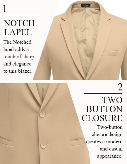 image:imageCOOFANDY Mens Casual Blazer Slim Fit Two Button Knit Sport CoatKhaki