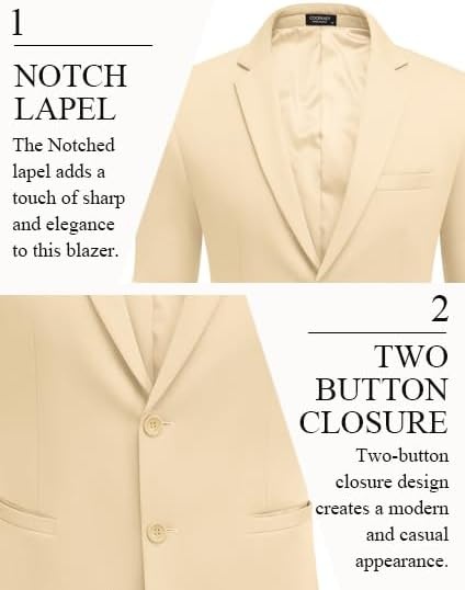 image:imageCOOFANDY Mens Casual Blazer Slim Fit Two Button Knit Sport CoatLight Khaki