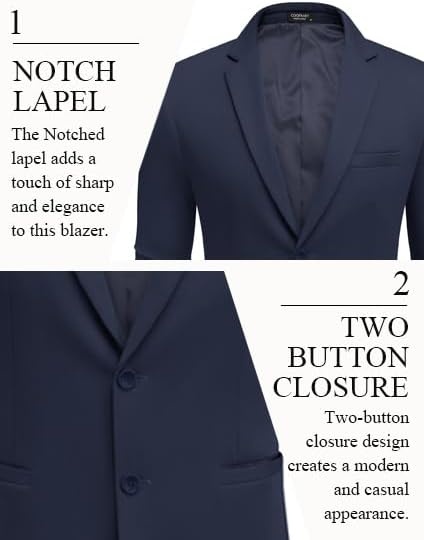 image:imageCOOFANDY Mens Casual Blazer Slim Fit Two Button Knit Sport CoatNavy Blue