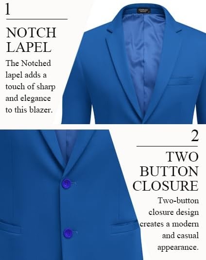 image:imageCOOFANDY Mens Casual Blazer Slim Fit Two Button Knit Sport CoatRoyal Blue