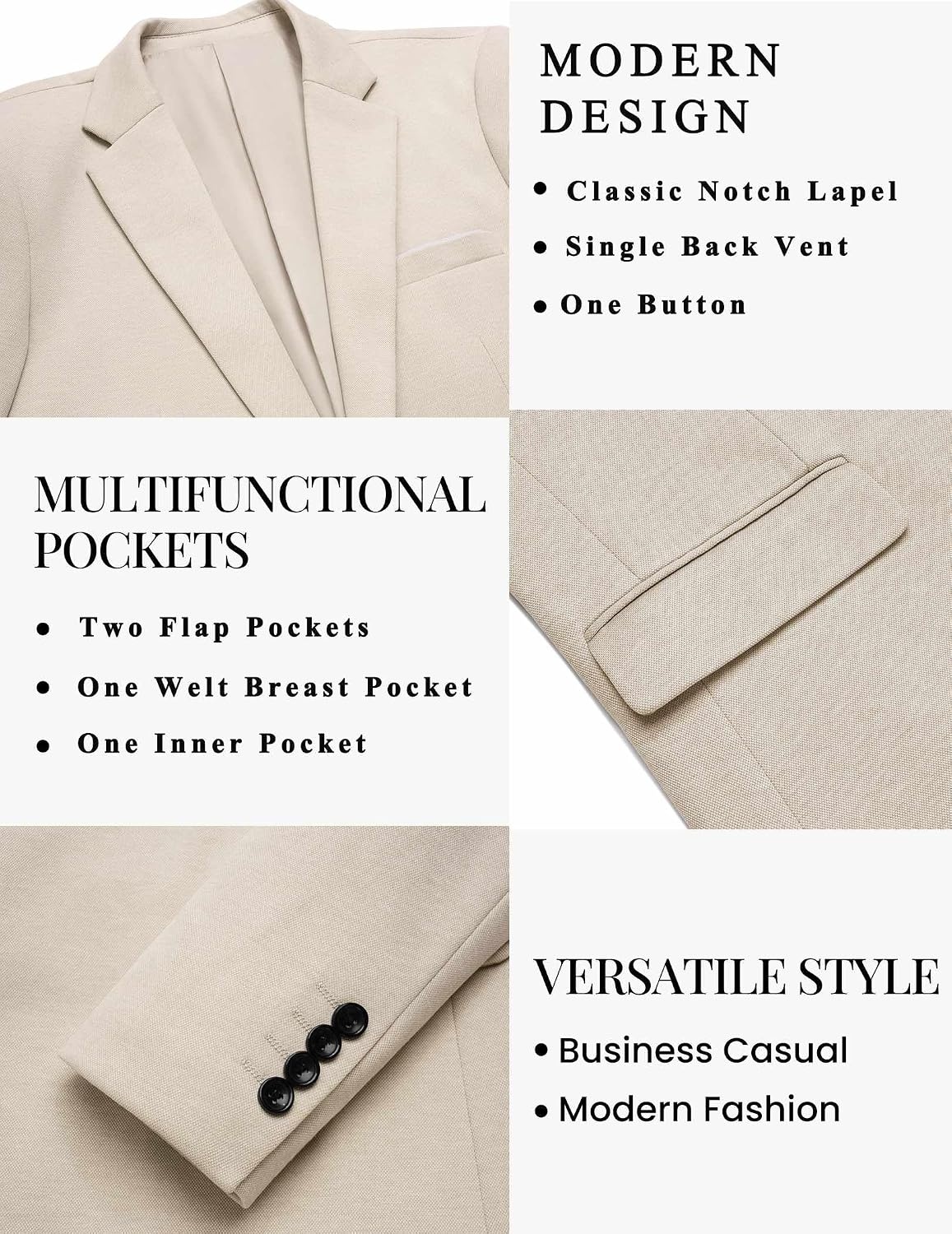 image:imageCOOFANDY Mens Casual Knit Blazer Sport Coats Business Suit JacketLight Khaki