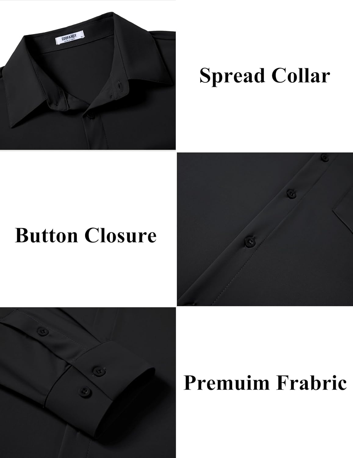 image:imageCOOFANDY Mens Muscle Fit Dress Shirts Wrinkle Free Long Sleeve Button Down ShirtBlack
