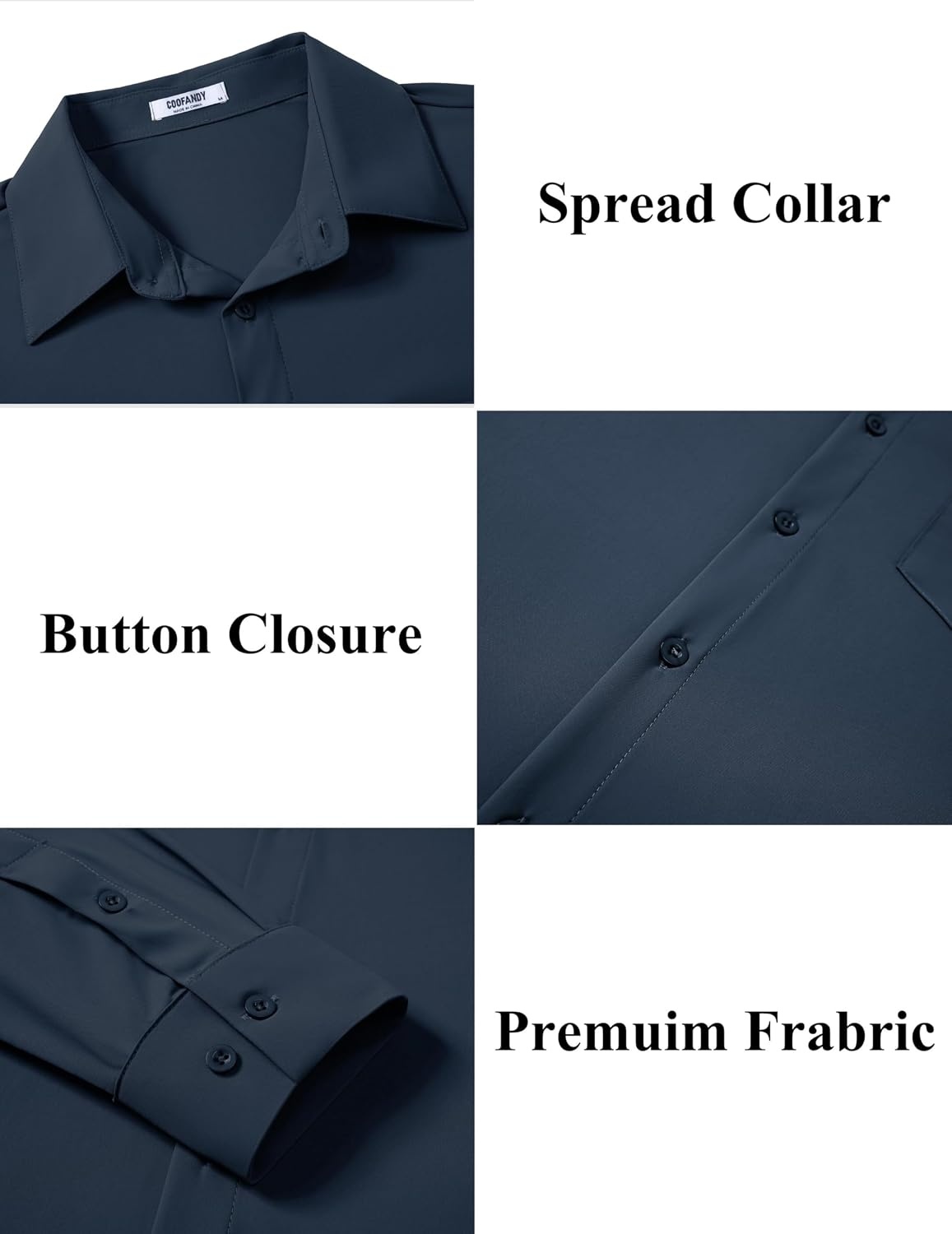 image:imageCOOFANDY Mens Muscle Fit Dress Shirts Wrinkle Free Long Sleeve Button Down ShirtDark Blue