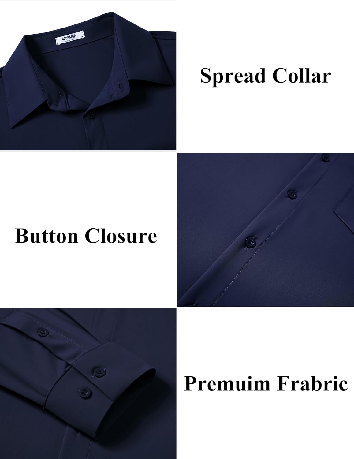 image:imageCOOFANDY Mens Muscle Fit Dress Shirts Wrinkle Free Long Sleeve Button Down ShirtDeep Blue